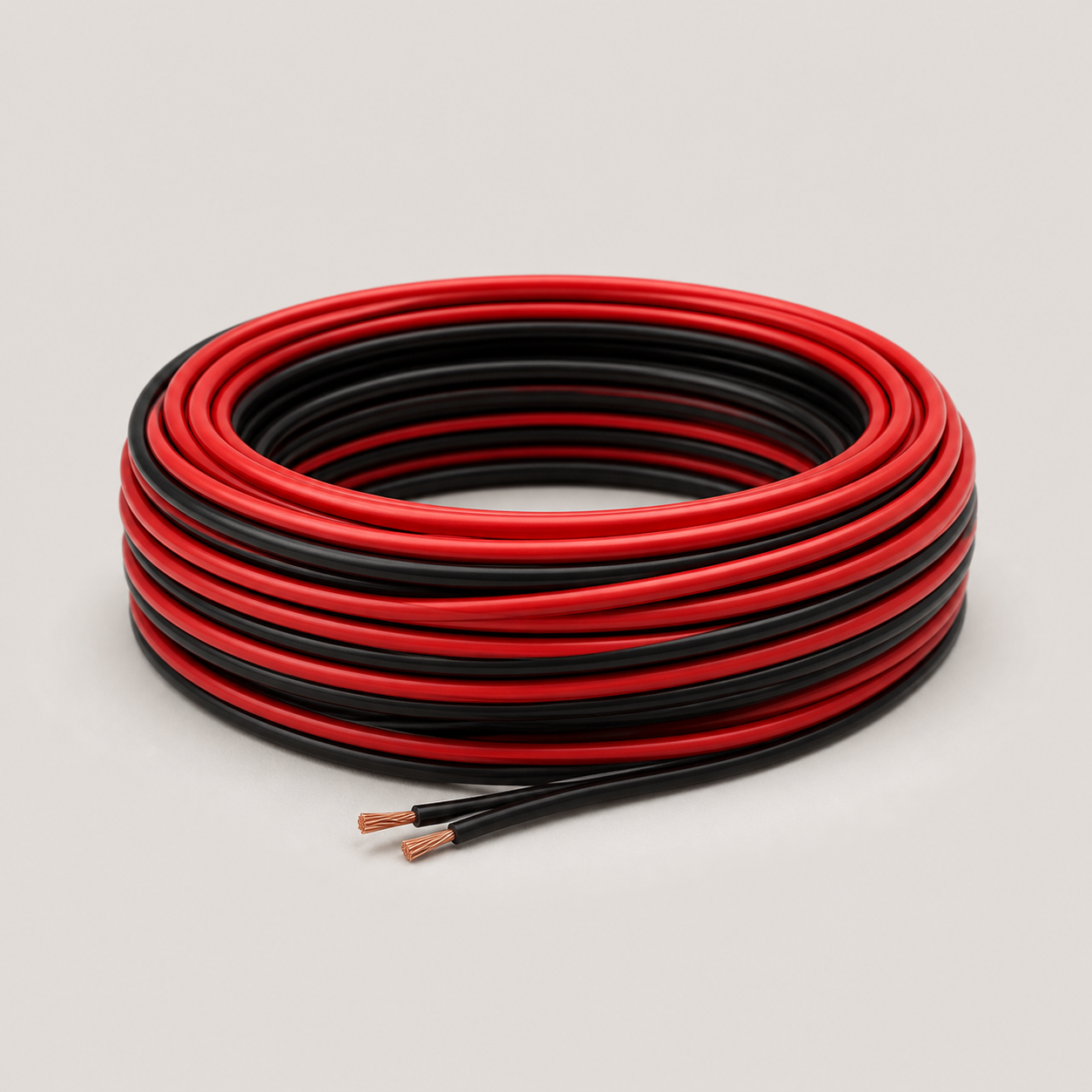 Coiled red and black electrical wire