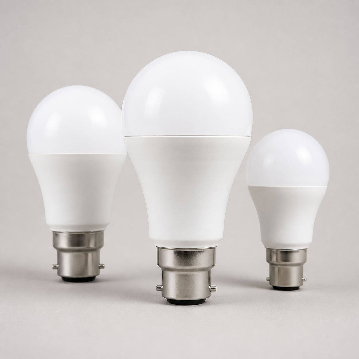 Three white LED light bulbs